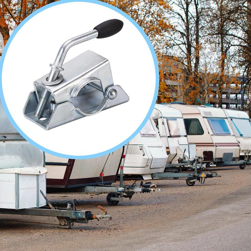 Nonslip Handle Trailer Jack Split Clamp Galvanized Steel Support Equipment for 48mm Pipe Fitting
