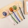 Milk Dessert Spoon Colorful Pastoral Transparent High Temperature Resistant Glass Spoon Cute Long Handle Coffee Stirring Spoon