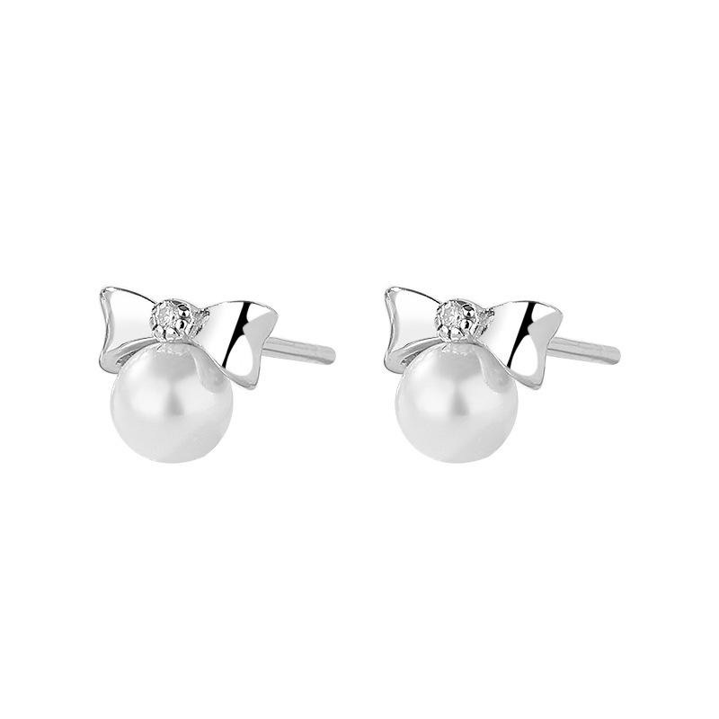 Милый бант с жемчужными серьгами для женщин в стиле принцессы, легкие роскошные серьги в форме сердца для девочек