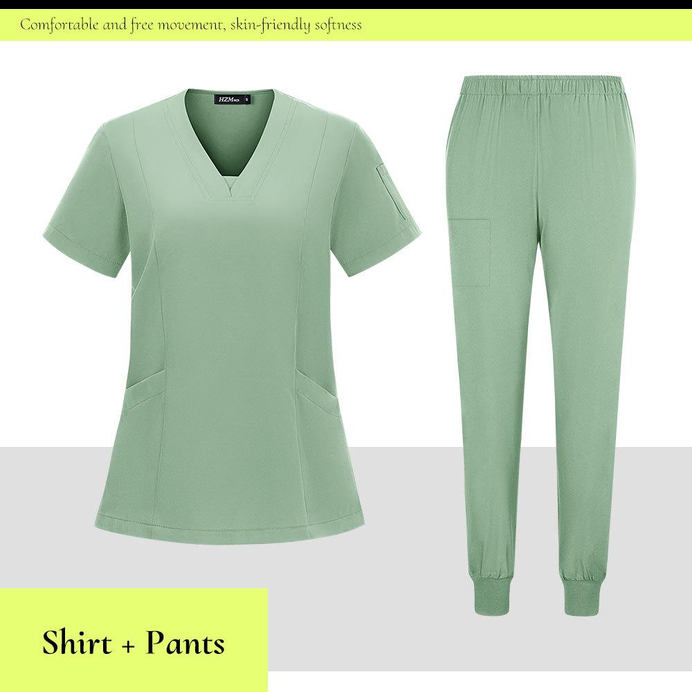 Детская больница Быстросохнущий костюм-скраб с V-образным вырезом - Комплект из двух предметов с коротким рукавом