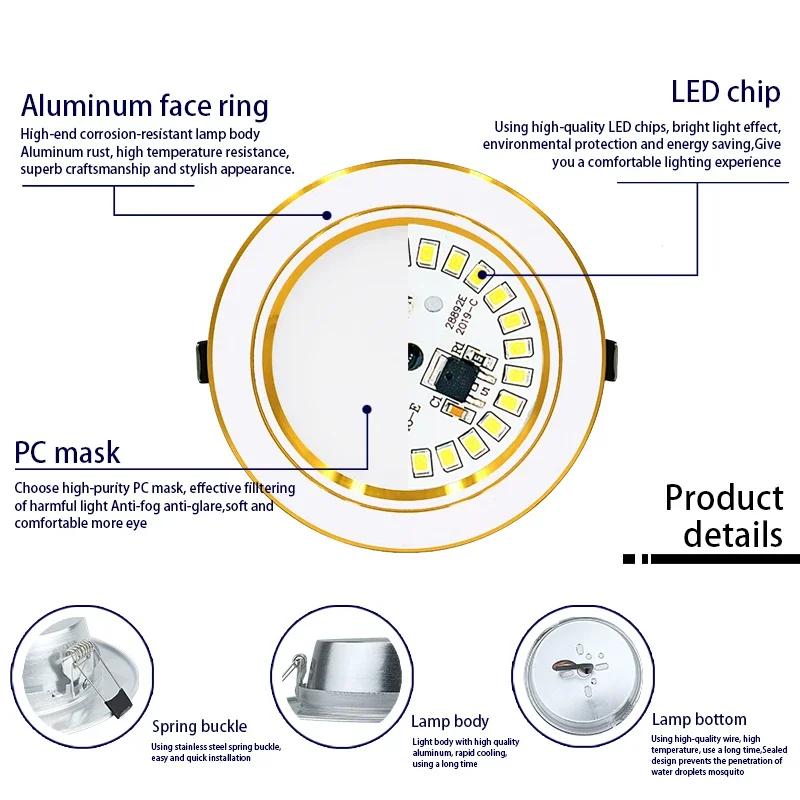 10 шт./лот светодиодные светильники 5 Вт 9 Вт 12 Вт потолочный светильник 15 Вт 18 Вт встраиваемый круглый панельный светильник AC 220 В точечный светильник внутреннее освещение
