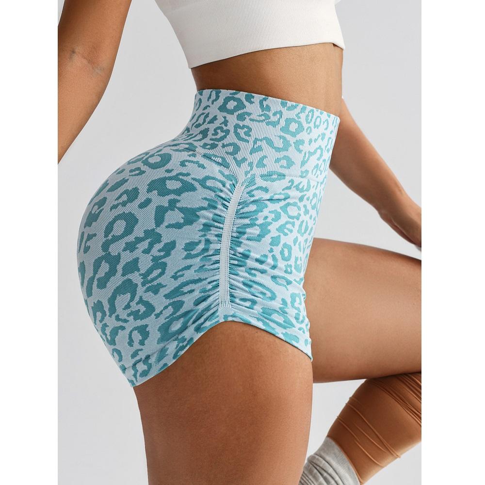 Шорты для йоги с высокой талией, утягивающие, женские, спортивные, для бега, фитнеса, облегающие, с леопардовым принтом, длиной три четверти, верхняя одежда