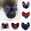 Women Satin Hair Clip With Net Bun Cover Bow Barrette Snood Hairnet Accessory