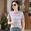 Summer Women's T-shirt Striped Round Neck Short Sleeve Top