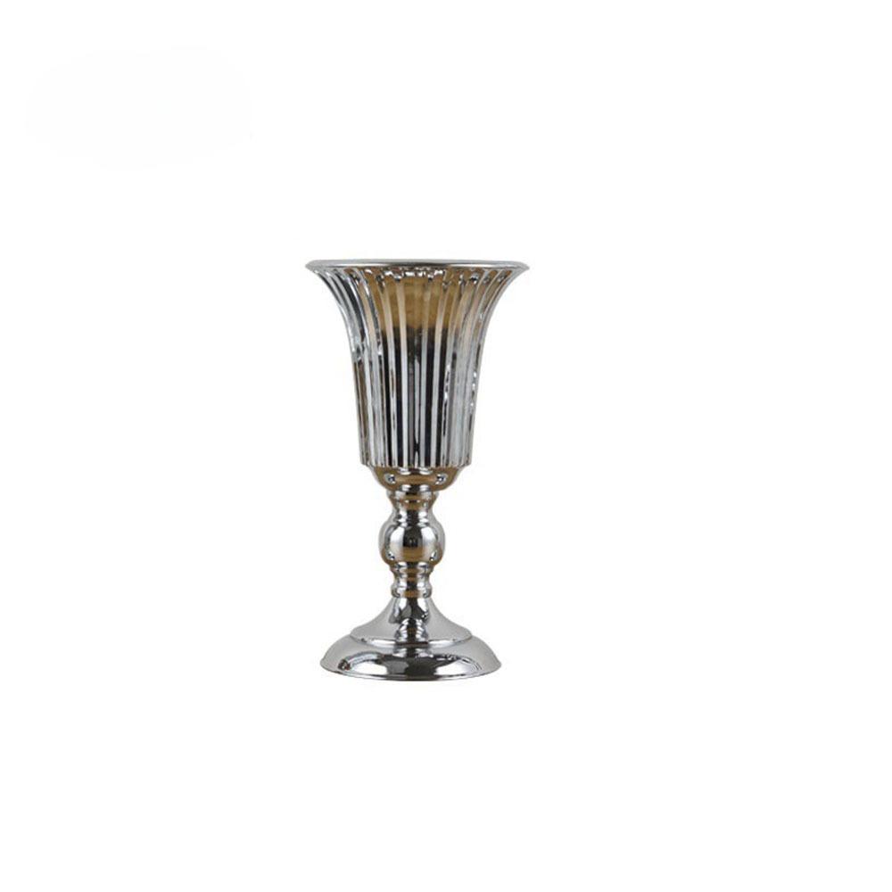 European Style Wedding Flower Vase Golden Dried Flower Pot Metal Trumpet Vases Living Room