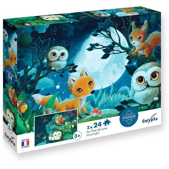 2 Puzzles - SENTOSPHERE - 24 pieces - Au clair de Lune - Observation - Mémoire - Logique - Des 3 ans