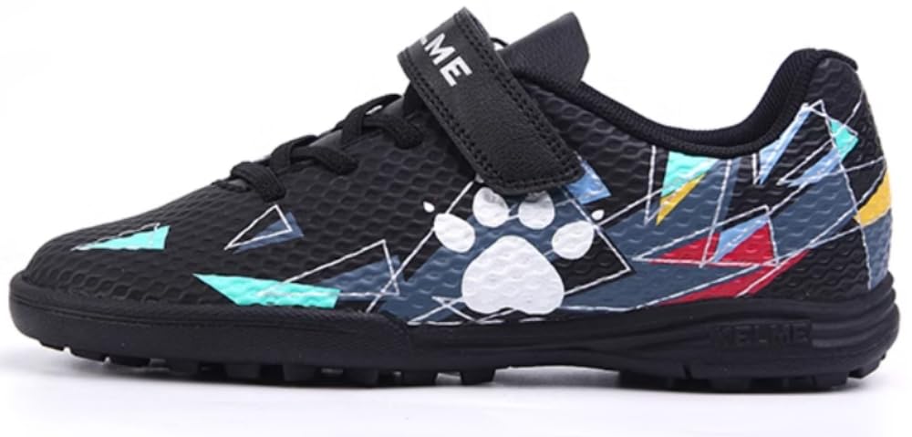 Kelme Kids' Soccer Shoes, Futsal Shoes, TF Velcro Training Shoes, Multicolor