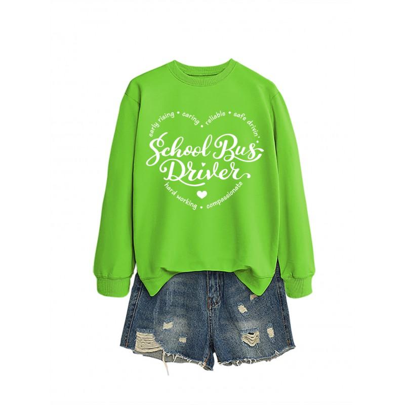 Womens Casual Oversized Crewneck Long Sleeve Cotton Sweatshirt With Graphic Print Daily Wear