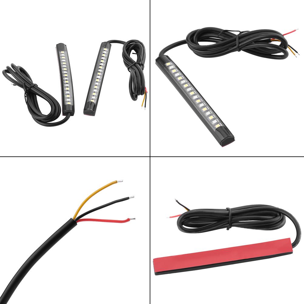 1 Pair Motorcycle Car Flexible 17 SMD LED Tail Light Strip Brake Stop Turn Signal Indicator