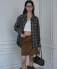 OPENING SUNSHINE Ribbon Detail Oversized Cotton Shirt_Check Black