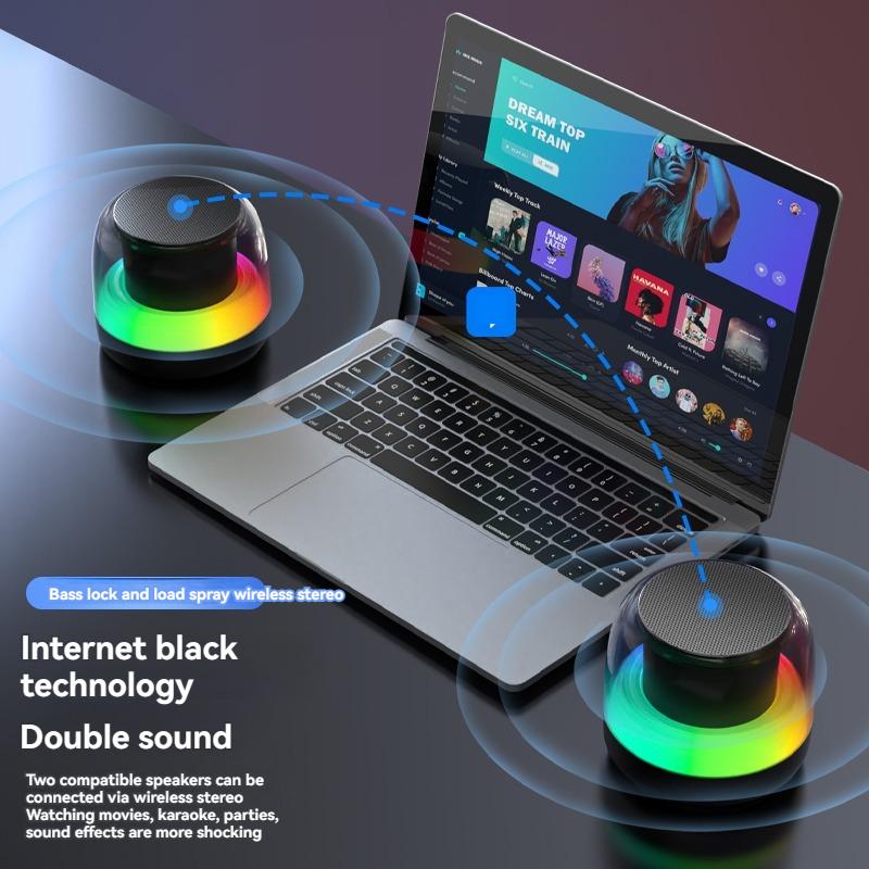 Портативная светодиодная RGB-лампа с атмосферой, TWS Bluetooth-динамиком, сабвуфером, мини-беспроводным динамиком, зарядка через USB, новинка, ночник