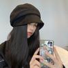 Шляпа для маленького лица и большого обхвата головы, женская, осенне-зимняя новинка, шляпа-бини, ветрозащитная бархатная восьмиугольная шляпа, универсальная шляпа-ведро
