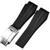 21mm Black Rubber Watchbands Silicone Strap Deployment Clasp Folding Buckle Fits For Rolex Yacht Master Oysterflex