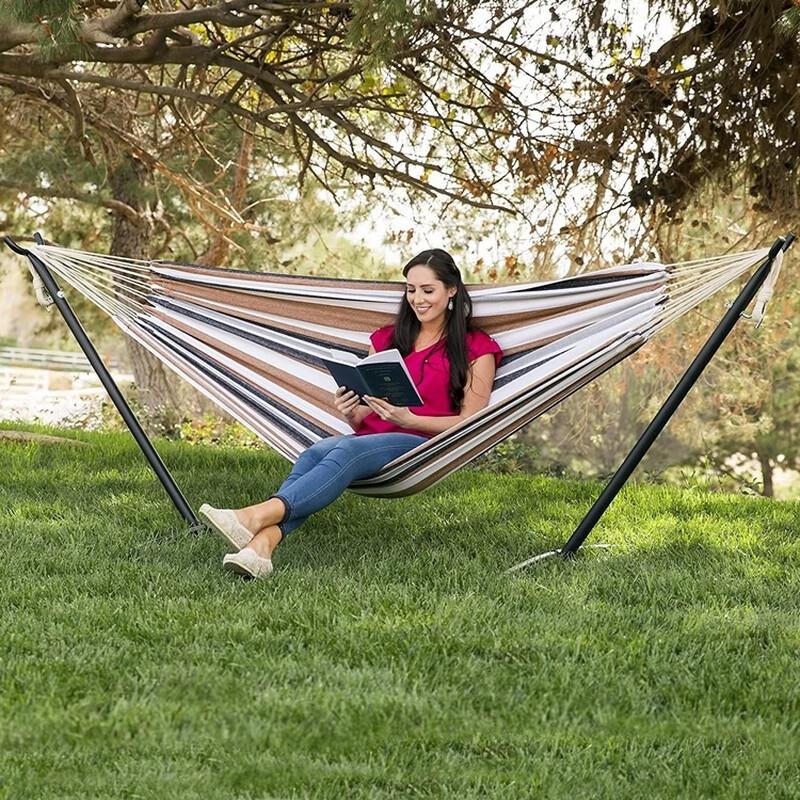 OLOEY Outdoor Canvas Hammock with Stand