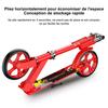 FOXSPORT-Trottinette pour Ado et Adultes Pliable en Fer, Guidon Ajustable de 3 Niveaux, Grandes Roues, Max Support 100kg,Noir