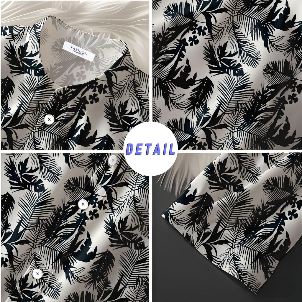 Flower Shirt Men'S Beach Retro Casual Hawaiian American Trend Brand Short Sleeve Men'S Hong Kong Style Shirt Men'S