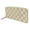 Used 12564 Portefeiulle Clemence N61264 7940 Logo Ivory Zip Around Damier Azur Rose Ballerine for Women from Japan