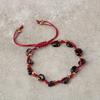 Браслет из макраме с гранатом бордового цвета натуральной огранки из натурального камня