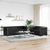 Chesterfield 2 and 3 Seater Sofa In Black Synthetic Leather - VIDAXL - Fixed - Plush - Armrests - 146x77cm