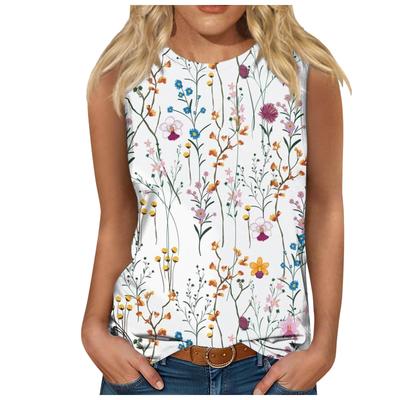 Летние цветочные майки с 3D-принтом цветов, женский повседневный жилет с круглым вырезом, топ-камезоль без рукавов с открытыми плечами, элегантная одежда Y2k для женщин