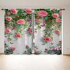 Комплект из 2 предметов, розовые розы и бабочки, шторы с карманами на штанге, для легкого подвешивания в спальне, гостиной, жалюзи, окна