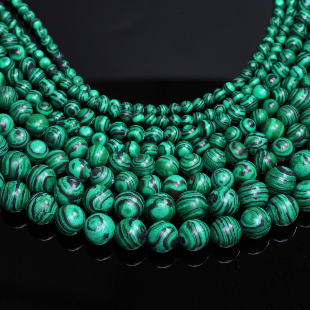 Аксессуары для изготовления ювелирных изделий DIY бусины 40-20 шт. Очаровательные зеленые ожерелья из малахита 4/6/8/10 мм свободные бусины Павлин драгоценный камень круглый натуральный камень