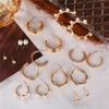 17 км винтажные 1 пара/компл. золотые металлические серьги-кольца для женщин, модные многослойные серьги с металлическим жемчугом, ювелирные изделия Brincos