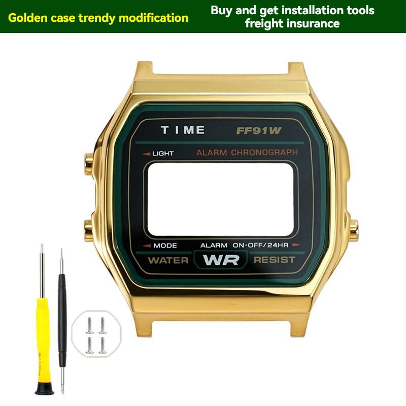 ONEMetal Комплект для модификации корпуса часов для Casio A158 A159 A168 AW158 A158WA A159W-N1 Корпус и ремешок из нержавеющей стали Металлический корпус часов ОбодокMN