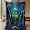 Brazil Football Printed Flannel Blanket Skin Friendly Warm Decorative Throw for Indoor Couch Bed Daily Use