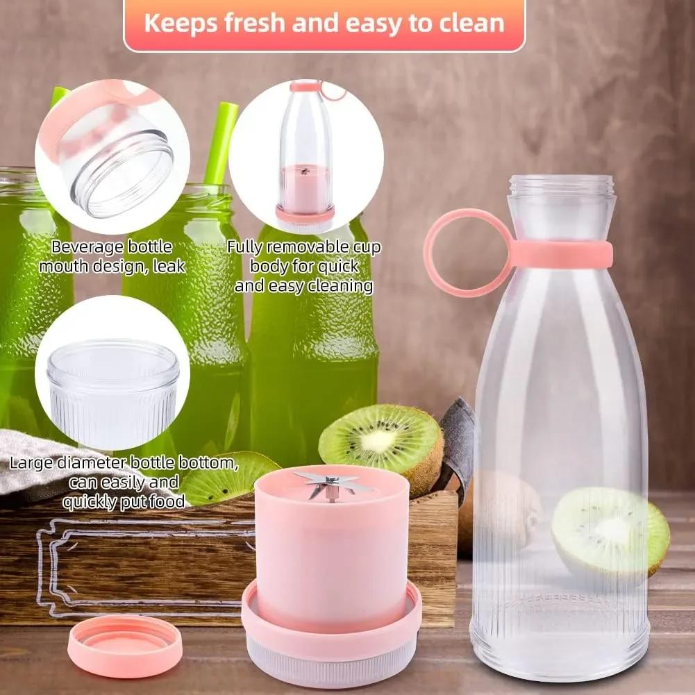 Portable Electric Juicer MIni Juice Blender USB Charging 6 Blades Shake Smoothie Orange Lemon Fruit Mixer Fresh Squeezer Machine