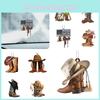 New Arrival Personalized Cowboy Boot Decorative Acrylic Hanging Ornament For Car Saddle Keychain Pendant Vintage Style