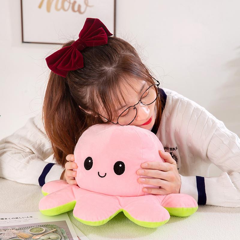 Cute Flipped Little Octopus Plush Toy Face-changing Expression Double-sided Octopus Aquarium Souvenir
