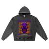 DTG Print Knitted Denim Zip-Up Hoodie Silence Brother Print Zipper Hoodies