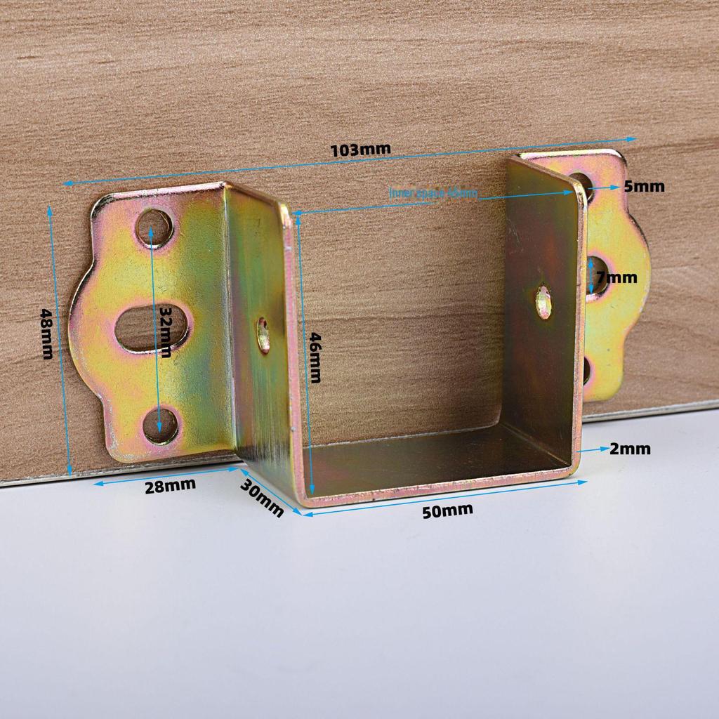 Thickened Bed Hinge with Support Hardware for Furniture - Wooden Square Bar Connector for Bed Frame