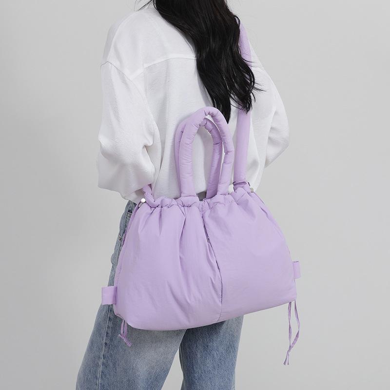 Повседневная большая вместительная стеганая сумка-тоут, дизайнерские женские сумки из нейлона с подкладкой, сумки через плечо с завязанным ремнем, рюкзак