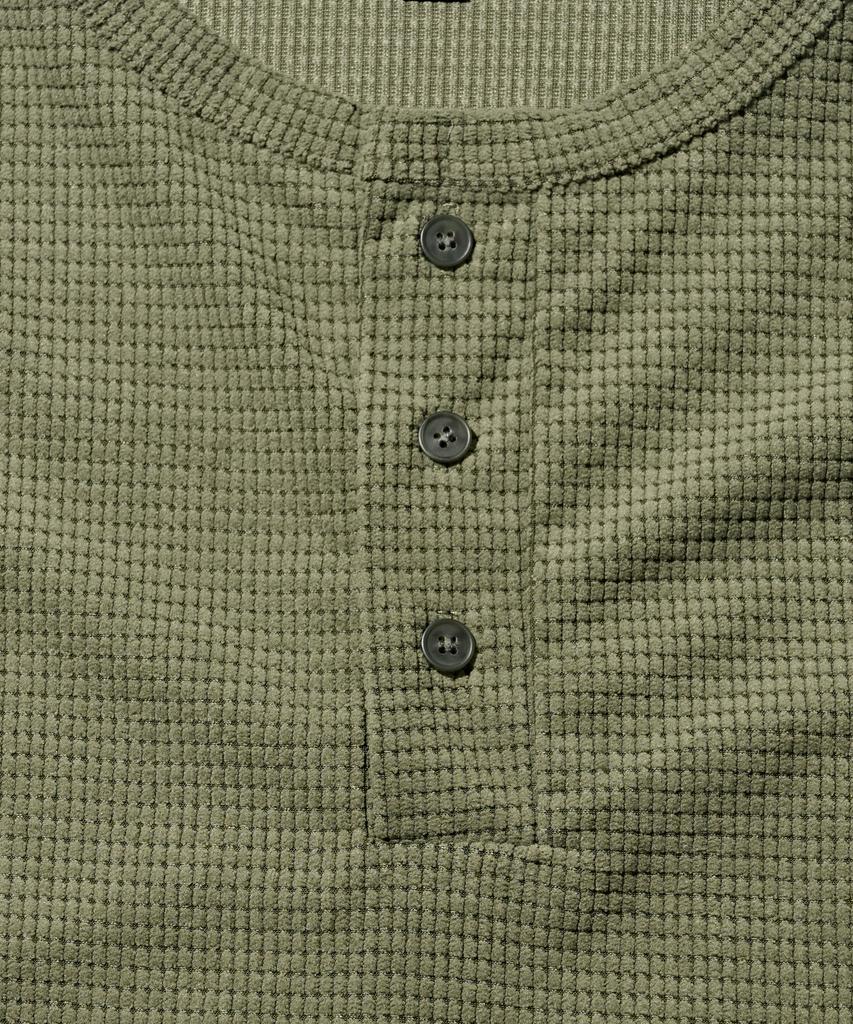 OTHERFITS Vintage Henley Neck Long Sleeve Tee (Khaki)