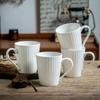 Белая квадратная чашка, простой рельефный набор чашек для воды, керамическая, 4 чашки для домашнего хозяйства, экспорт