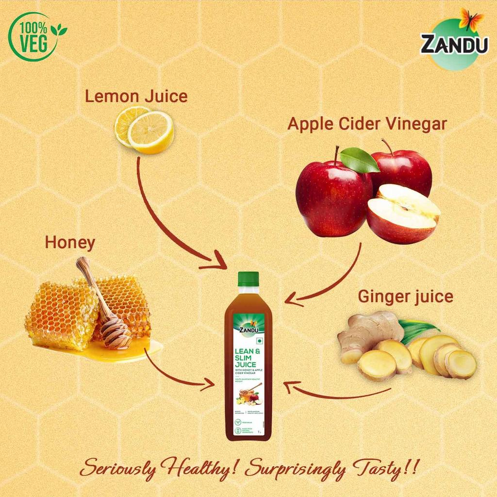 Zandu Lean & Slim Juice 1 Litre With Honey & Apple Cider Vinegar For Healthy Weight Management