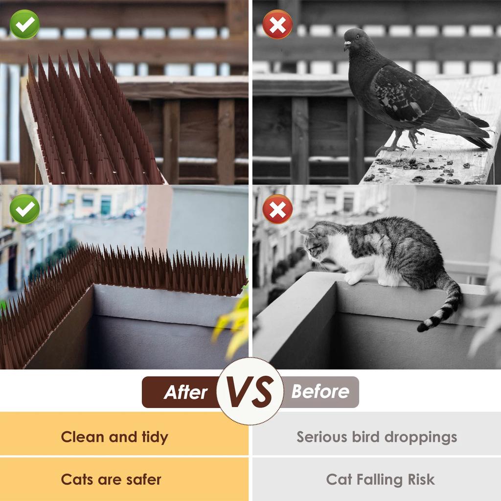 6Pcs Plastic Bird And Pigeon Spikes Fence Wall Spikes Bird Deterrent Spikes Anti Bird Spikes for Outside to Keep Birds Away NEW