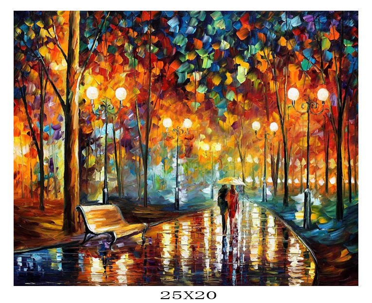 3D Алмазная вышивка Картина Вышивка крестом Круглый горный хрусталь Картина Улица Ночной вид