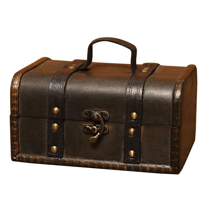 Vintage Wooden Organizer Box With Lid For Desk Jewelry Makeup Decoration Storage