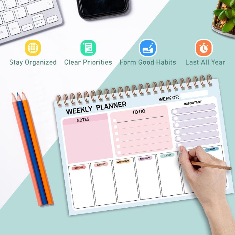 Daily Planner Spiral Notebooks Time Management Organizer To-Do List Notes Personal Daily Habits Develop Miscellaneous List