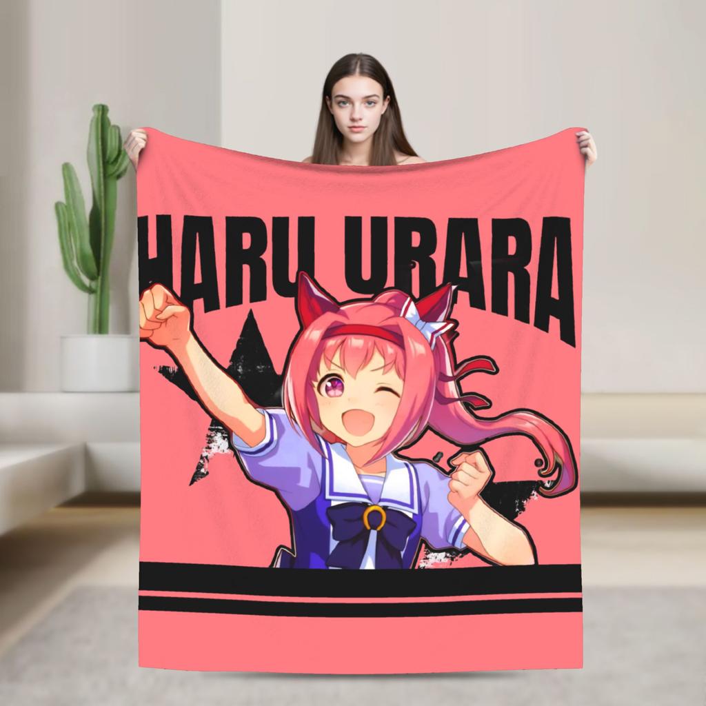 Haru urara Warm Soft Blanket Girls Boys Plush Throw Blanket Print Bedroom Flannel Bedspread Sofa Bed Cover