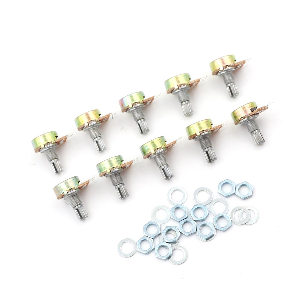 10 шт. портативный потенциометр панельный потенциометр B100K 15 мм 3Pin WH148 общий 100 кОм линейный конический поворотный