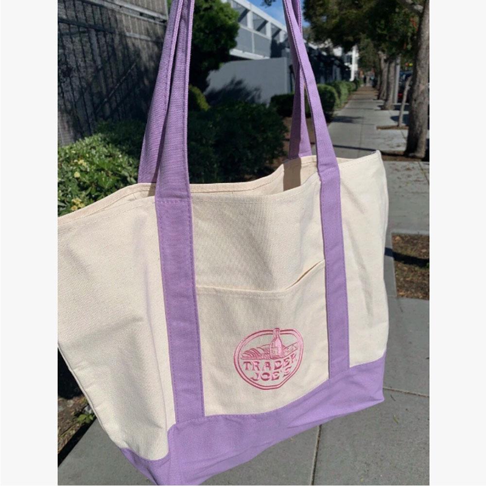 1 шт. - Большая сумка-тоут для покупок Trader Joe Хлопчатобумажный холст Вышитая сумка