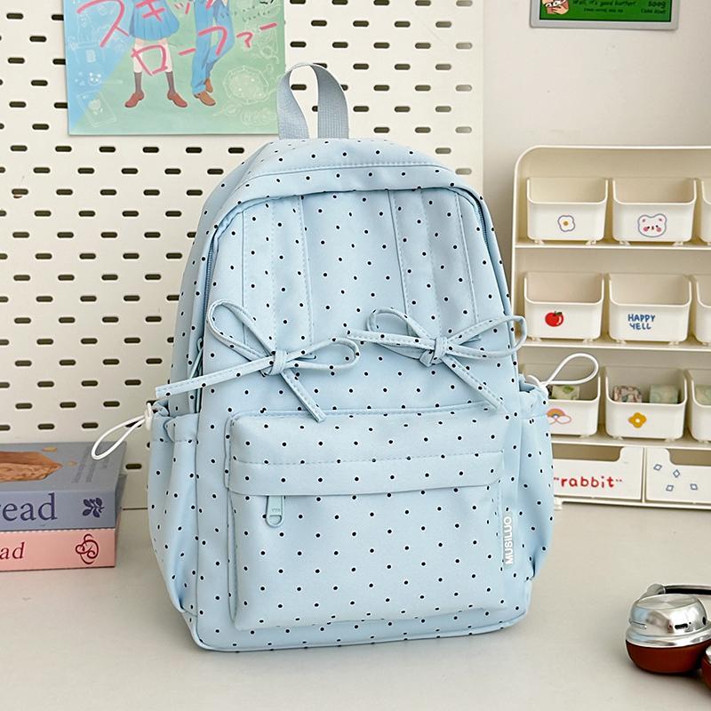 Рюкзак с принтом в горошек поло Женский рюкзак большой вместимости Студенческий школьный рюкзак