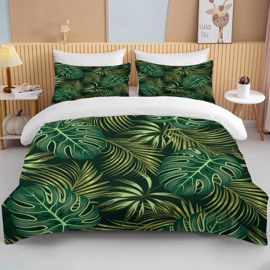 Tropical rainforest leaves queen bedding set king size double bed bedding set microfiber or polyester duvet set duvet cover
