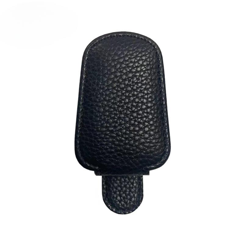 Премиальный кожаный держатель для автомобильных очков - роскошное крепление на козырек с отделением для нескольких карт