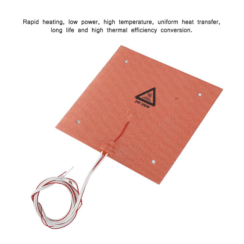 200W 24V 235*235mm High Temperature Resistance Silicone Heated Bed Heating Pad for 3D Printer