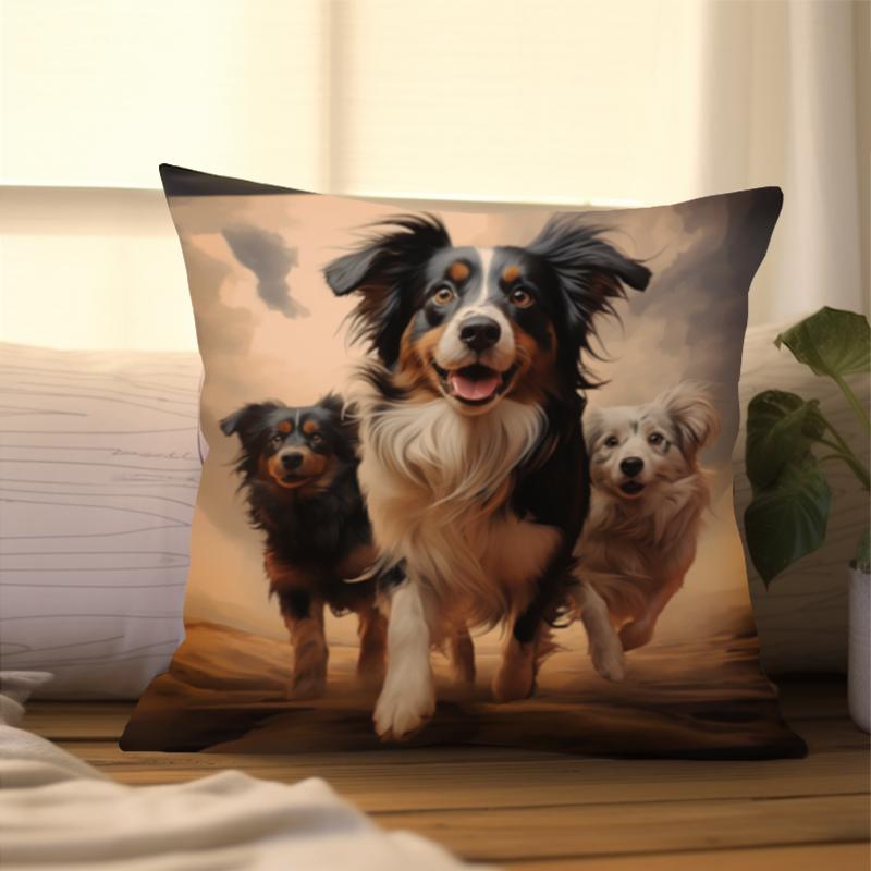 Милые наволочки с рисунком собаки для домашних животных, чехлы для подушек из полиэстера, наволочки для дивана, домашний декор 17,7x17,7 дюймов